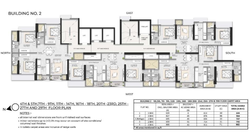Squarefeet-Debonair-Classic-Building2-4th-to-29th-Floor-Plan