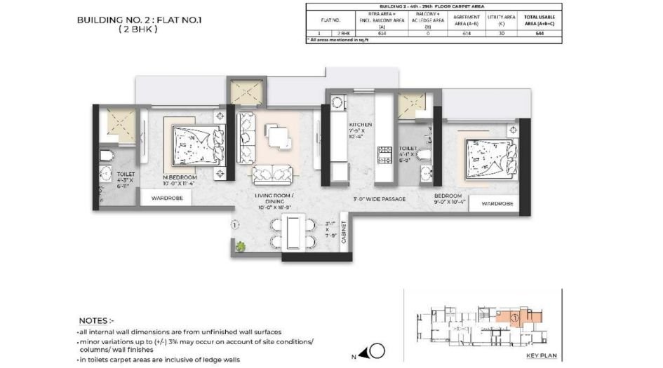 Squarefeet-Debonair-Classic-Floor-Plan-2-BHK-644-Sqft