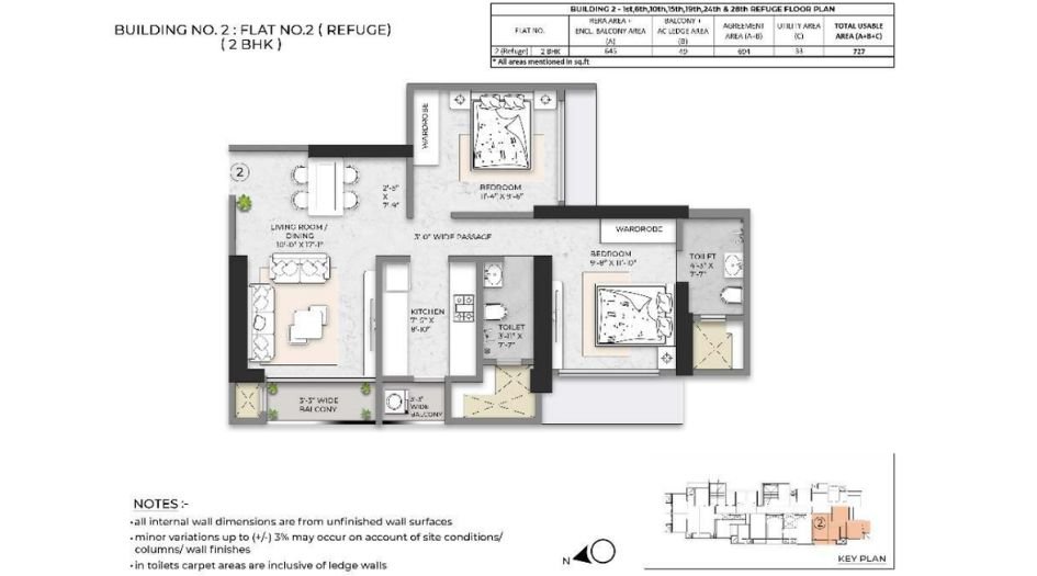 Squarefeet-Debonair-Classic-Floor-Plan-2-BHK-727-Sqft