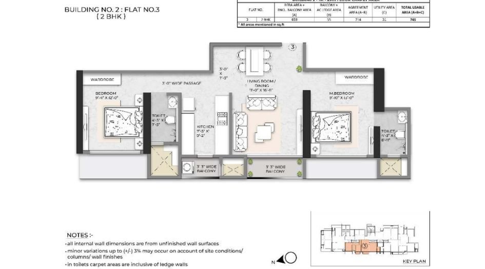 Squarefeet-Debonair-Classic-Floor-Plan-2-BHK-745-Sqft