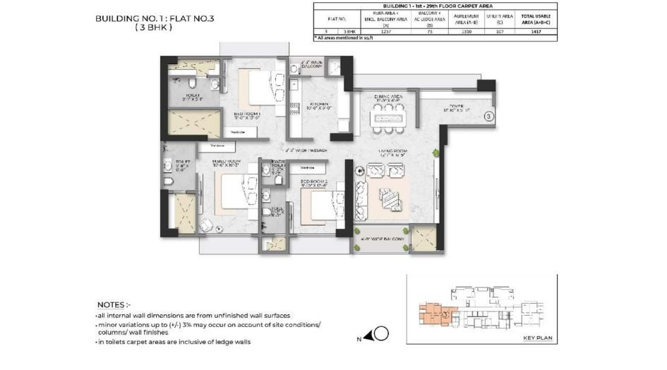 Squarefeet-Debonair-Classic-Floor-Plan-3-BHK-1417-Sqft